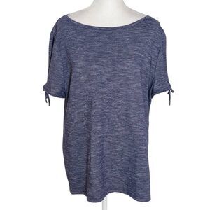 Talbots Navy Short Sleeve Tee Size XL Navy Top with Slit Sleeves
